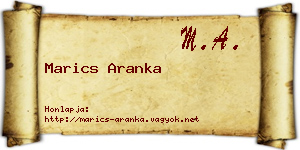 Marics Aranka névjegykártya